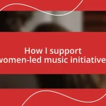 How I support women-led music initiatives